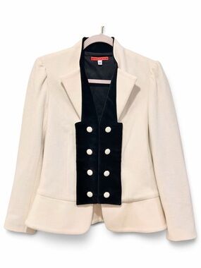 Alice + Olivia Trompe L'oeil Velvet Vest Blazer Jacket Preppy Tuxedo Academic M